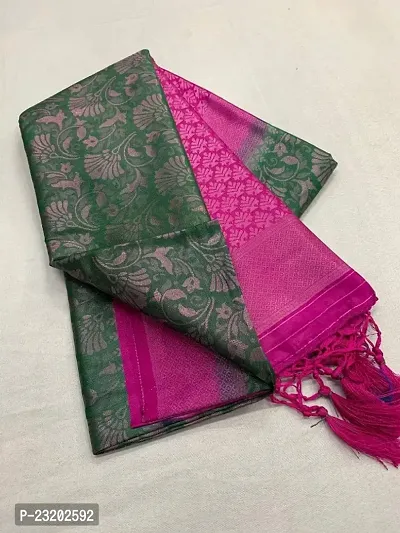 Silk Blend Kanjeevaram Saree with Blouse Piece-thumb0