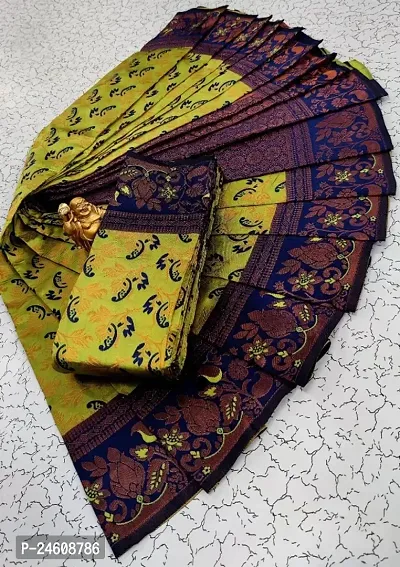 Silk Blend Woven Design Saree with Blouse Piece