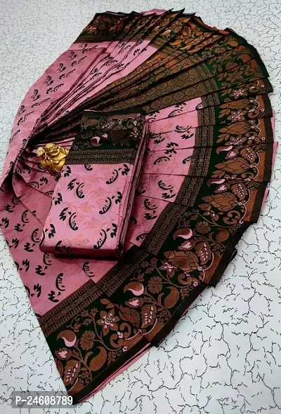 Silk Blend Woven Design Saree with Blouse Piece