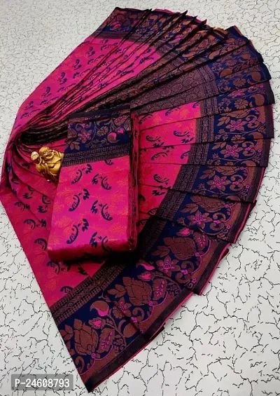 Silk Blend Woven Design Saree with Blouse Piece