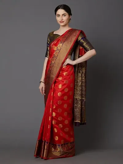 Hot Selling Silk Blend Saree with Blouse piece 