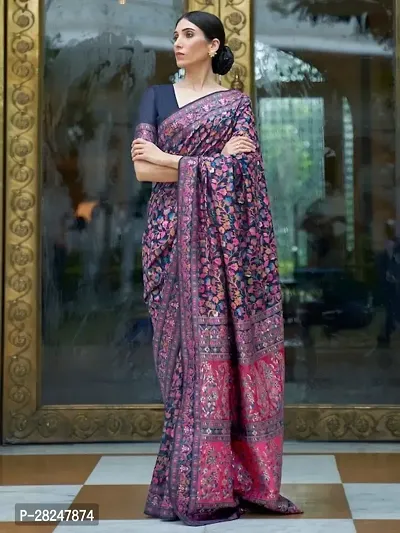 Banarasi Soft Silk Jacquard Saree with Blouse piece-thumb0