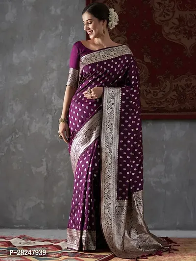 Banarasi Soft Silk Jacquard Saree with Blouse piece-thumb0