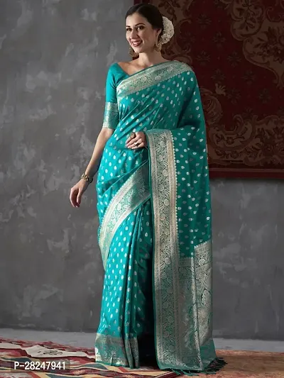 Banarasi Soft Silk Jacquard Saree with Blouse piece-thumb0