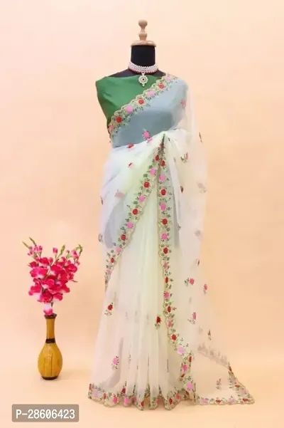 Fancy Organza Saree with Blouse Piece for Women