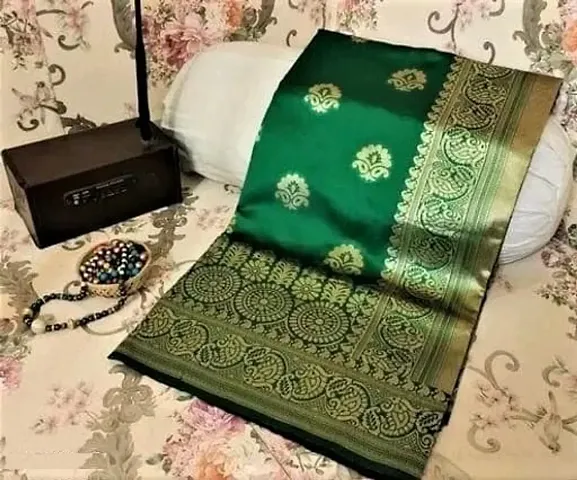 Banarasi Zari Jacquard Work Silk Blend Saree Work With Blouse Piece
