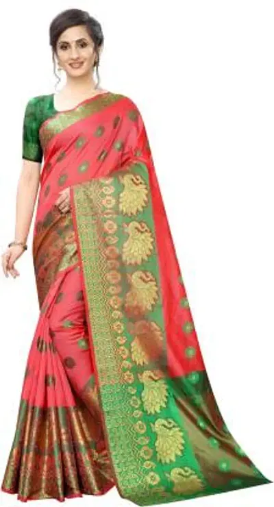 Trendy Banarasi Art Silk Jacquard Sarees With Blouse Piece