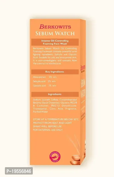 Berkowits Hair  Skin Clinics Sebum Watch Anti Acne Foaming Facewash With Aloe Extract 60 ml-thumb3