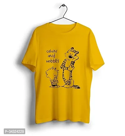 Reliable Yellow Polyester Blend Printed T-Shirt For Men-thumb0