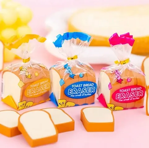 Toast Bread Erasers, Pencil Erasers, Cute Bread Shape Eraser, Student Supplies, Eraser Gift, Correction Supplies, Rubber