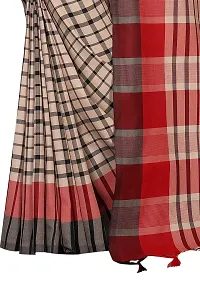 Reeva Trends Women's Cotton Silk Printed Saree With Blouse Piece (TERRA CHECKS BLACK_Free Size)-thumb3