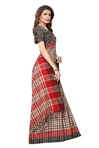 Reeva Trends Women's Cotton Silk Printed Saree With Blouse Piece (TERRA CHECKS BLACK_Free Size)-thumb1