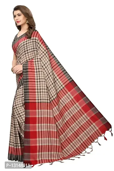 Reeva Trends Women's Cotton Silk Printed Saree With Blouse Piece (TERRA CHECKS BLACK_Free Size)-thumb5