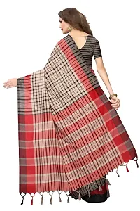 Reeva Trends Women's Cotton Silk Printed Saree With Blouse Piece (TERRA CHECKS BLACK_Free Size)-thumb2