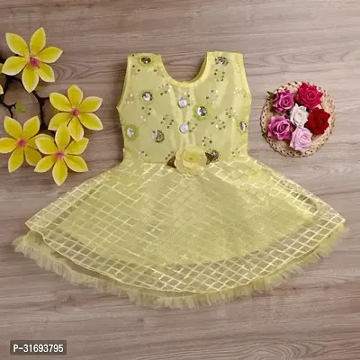 Stylish Golden Net Embellished Frocks For Women