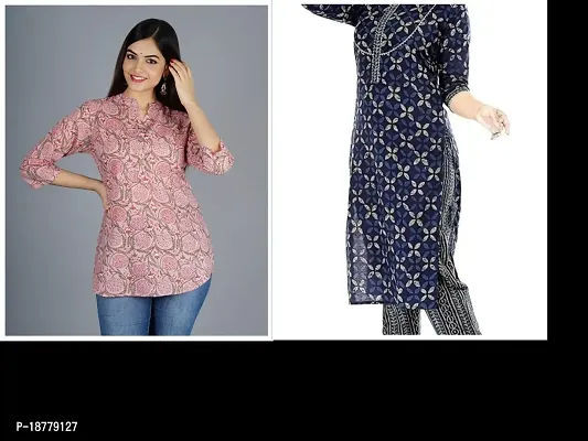 Stylish Top and Kurti With Pant For Women, Pack Of 2