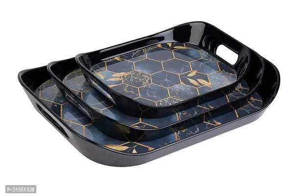 Stylish Printed Ceramic Tray for Home, Pack of 3-thumb0