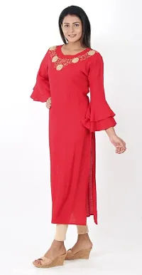 Red Colored Rayon Kurti-thumb1