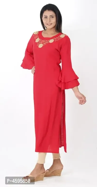 Red Colored Rayon Kurti-thumb2