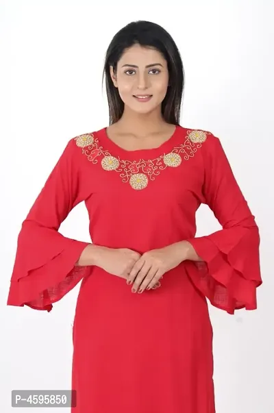 Red Colored Rayon Kurti-thumb3