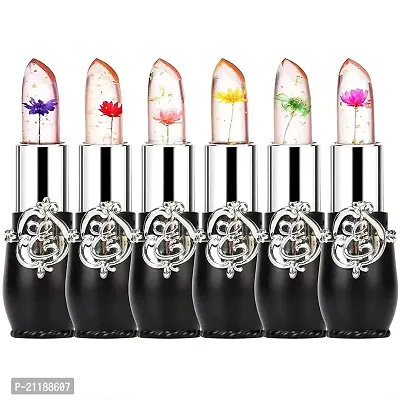 GFF Flower Jelly Flower Lipstick Color Change Lipstick for Women Makeup Cosmetics Flower Lip Balm Moisturizer Lipsticks - Lips Moisturizer Magic Temperature Color Change Lip Glossy Finish (Pack of 6)-thumb3