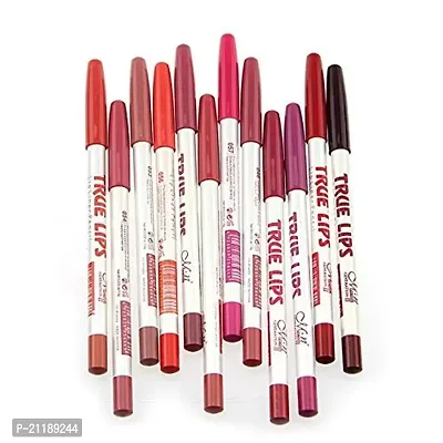 GFF Waterproof Professional Matte Lip Liner Pencil, Matte Finish, (Set Of 12, Multicolor)