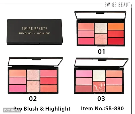 TRY to FLY Swiss Beauty Pro Shimmery, Sheer, Luminous Blusher and Highlighter, ColorSet-02, 15 grams-thumb4