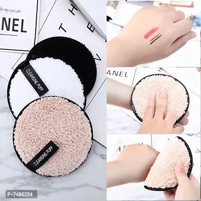 3pcs Reusable Makeup Remover Microfiber Cloth Pads Remover Towel Face Cleaner Plush Make up Lazy Cleansing Powder Puff-thumb0