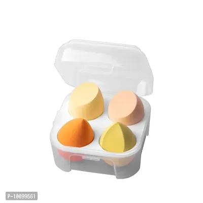 4 Pcs Blender Cosmetic Makeup Sponge With Storage Box For Face Makeup | Foundation Blending Beauty Sponge, Flawless for Liquid, Cream, Foundation  Powder | Makeup Sponge
