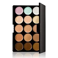 15 Color Cream Concealer Palette with One Foundation Brush Matte Finish-thumb1