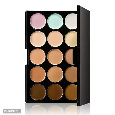 15 Color Cream Concealer Palette with One Foundation Brush Matte Finish-thumb2