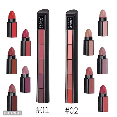 5 In 1 Matte Lipstick Kit Waterproof Nude Combination Lipgloss Long Lasting Velvet Red Show Complexion Sexy Lip Tint Cosmetics (pack of 2)-thumb0