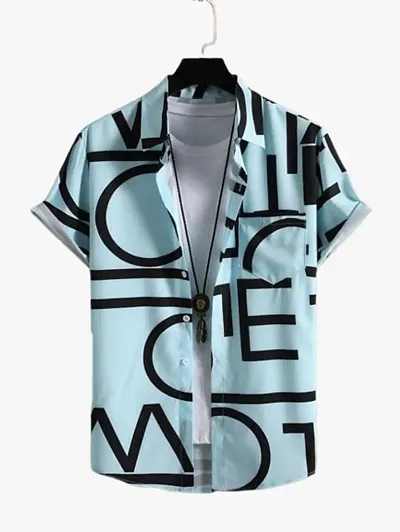 Ultimate SP Clothing Men's Lycra Halfsleeve Casual Classic Collar Digital Printe Shirt for Men