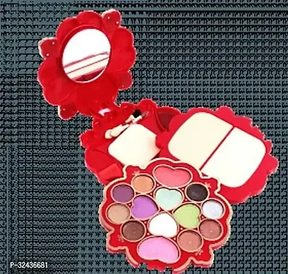 All-In-One Waterproof Makeup Kit Blusher, Eye Shadow, Compact Powder, Lip Color, 2 Brushes Puff