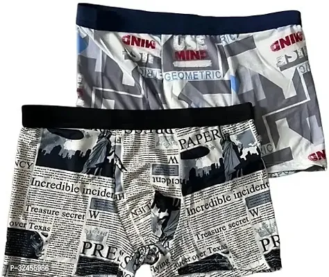 Stylish Multicoloured Polyester Blend Printed Trunk For Men Pack Of 2-thumb0