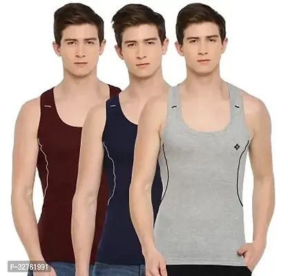 Stylish Cotton Solid Vest for Men Combo-thumb0