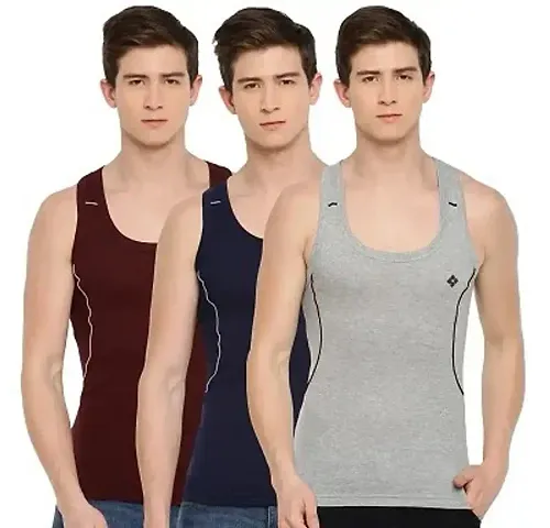 Dollar Big Boss Solid Gym Vest Assorted Pack of 3