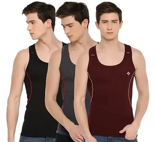 Dollar Big Boss Solid Gym Vest Assorted Pack of 3