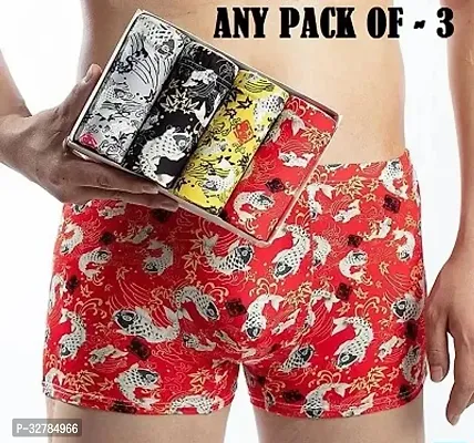 Nylon Multicoloured Printed Trunk For Men Pack Of 3 Assorted-thumb0