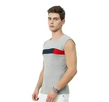 Men's Premium Sleeveless Modern Cotton Gym Vest Round Neck Slim Fit 1014 (Pack of 5)-thumb1