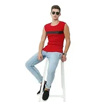 Men's Premium Sleeveless Modern Cotton Gym Vest Round Neck Slim Fit 1014 (Pack of 5)-thumb3