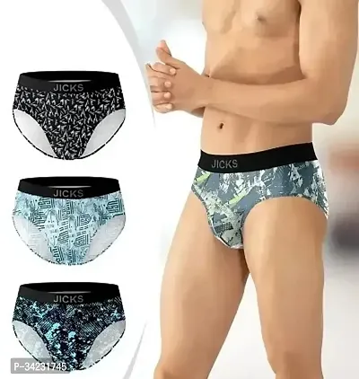 Stylish Nylon Printed Brief for Men, Pack of 3-thumb0