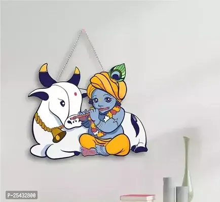 Cute Lord Krishna Wall Hanging Decoration For Home Gift Office Bedrooms Pooja Room, Wall Decoration For Living Room Artworks Hangings Calm Vibes Positive Vibes Wall Decor And Hangings-thumb0