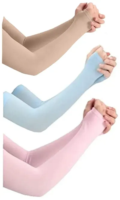 PURSUE FASHION Unisex Full Arm Fingerless Sleeves Gloves for UV, Dust, Summer, UV Sun Protection Arm Sleeves for Men & Women, Protection Cooling, Bikers Protective Arm Sleeves
