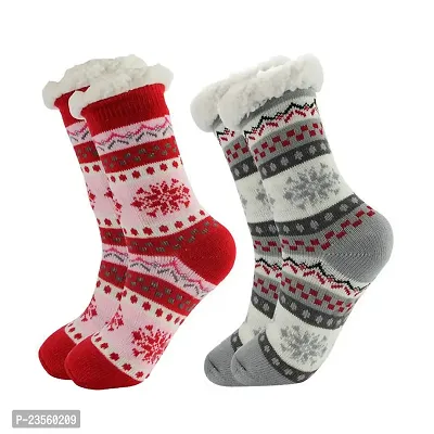 PURSUE FASHION Women's  Girl's Winter Socks Soft Warm Fleece lined Thick Socks, Ankle Socks for Women, Winter Socks for Women (Multi Color) (Pack of 02)