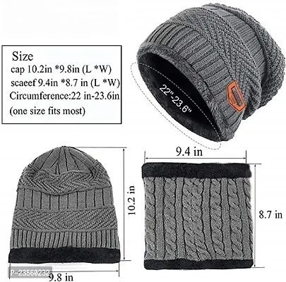 PURSUE FASHION Grey Winter Woolen Pashmina Hat Safe and Stylish Beanie caps This Autumn-Winter Season.-thumb3