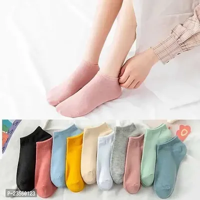 PURSUE FASHION Solid Women's Ankle Socks, Cotton Ankle Length Sports Socks, Ankle Socks for Women, Girls Socks, Unisex Ankle Length Socks, Formal Socks (Free Size, Pack of 5)-thumb2
