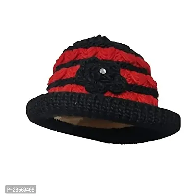 Winter Woolen Pashmina Hat Safe and Stylish Beanie caps This Autumn-Winter Season. (Black)