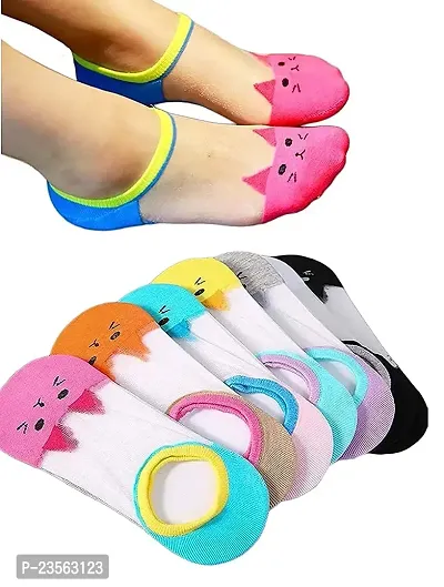 PURSUE FASHION Multicolour Women Ankle Length Socks Cotton, Kitty Net Socks For Women and Girls, Ankle Socks for Women, Net Socks for Women Stylish, Girls Socks (2 Pair)-thumb0