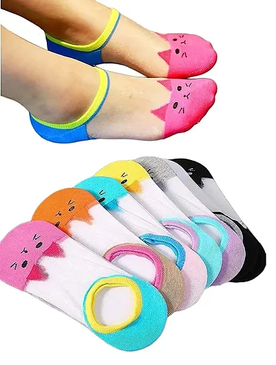 PURSUE FASHION Multicolour Transparent Ankle Length Cotton Kitty Net Socks For Women and Girls, Ankle Socks for Women, Net Socks for Women Stylish, Girls Socks (Multicolor)